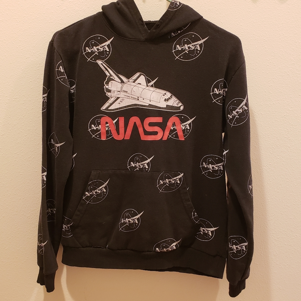 NASA Black Hoodie Pullover Boys S no Drawstring. Space Flight, Adventure